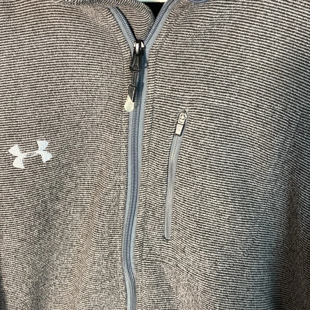 Under Armour Gray & Black Striped Full Zip Fleece Jacket size XL Gorpcore